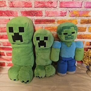 Minecraft Mojang Jinx Stuffed Animal Plush Creeper and Zombie Set of 3